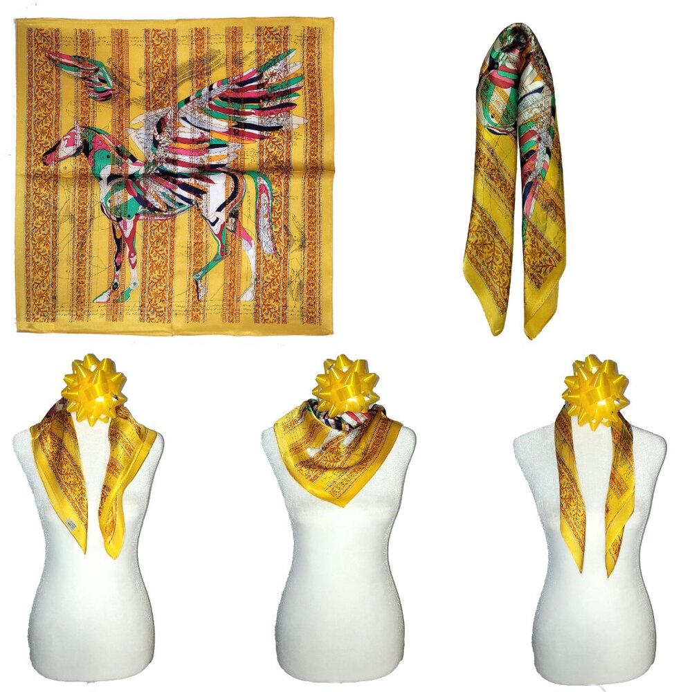 NWT Genuine 100% Mulberry Silk Satin Scarf 21"x21" Small Square Shawl 54511